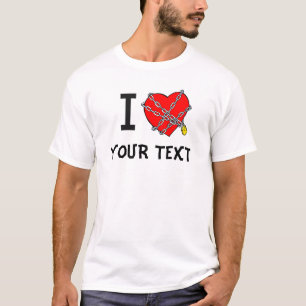Costume mim t-shirt do coração amam/I, SEU TEXTO