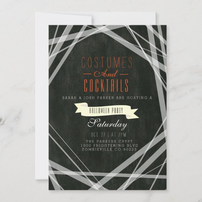 Costumes e Cocktails | Convite para Festas de Hall (Frente)