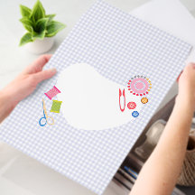 Costureira Costurando Xadrez Cinza