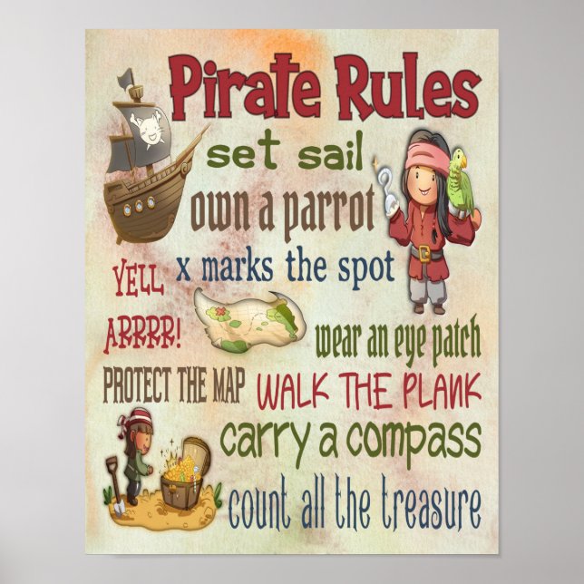 Cotas Motivacionais de Regras Piratas - Poster 11x (Frente)