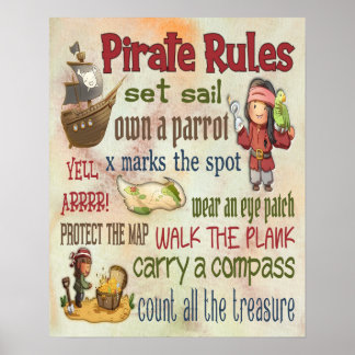 Cotas Motivacionais de Regras Piratas - Poster 16x