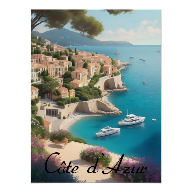 Côte d'Azur França Riviera Francesa Impressão de V (Frente)