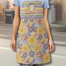 Cottagecore Floral Apron – Customize with Initial