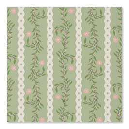 Cottagecore Subindo Listras Florais em Verde Sage