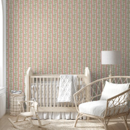 Cottagecore Subindo Listras Florais Rosa e Bege