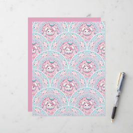 Cotton Candy Kawaii Bunny Mandala Art Papel Deco