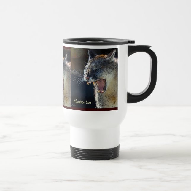 Cougar Mountain Lion Grande Caneca de viagem de Ar (Direita)