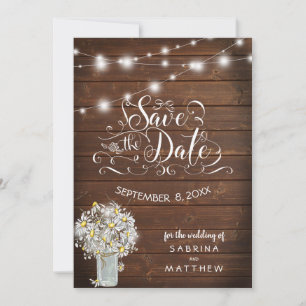 Country Barn Wood Mason Jar Daisy Barefoot Bride
