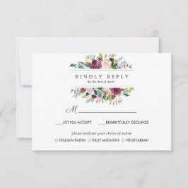 Country Bloom | Opção MEAL RSVP de casamento do ou