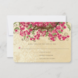 Country Chic Pink Cherry Blossom Casamento RSVP