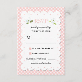Country Floral Gingham Pink Blue Weding RSVP