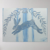 Country French Bunny Rabbit Art Impressão Poster