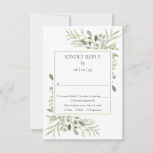 Country Garden Watercolor Greenery Wedding RSVP