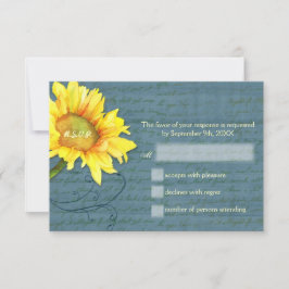 Country Sunflower Dusky Blue Weding RSVP