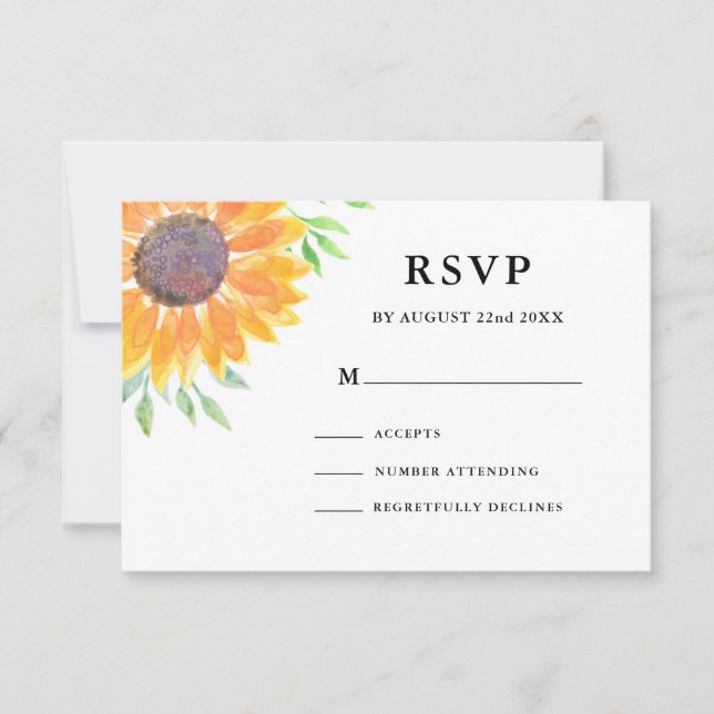 Country Sunflower Foliage Wedding RSVP (Frente)