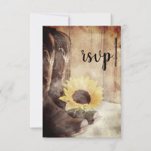 Country Sunflower Western Wedsing Watercolor RSVP