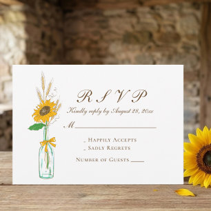 Country Sunflower Yellow Floral Weding RSVP