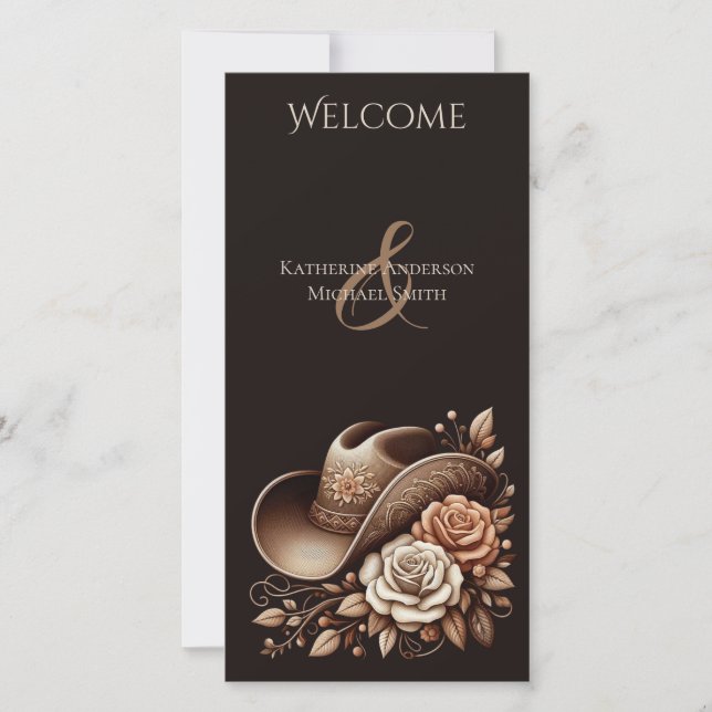 Country Western Cowgirl Hat com Flores (Frente)