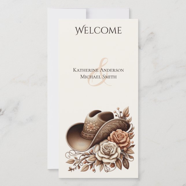 Country Western Cowgirl Hat com Flores (Frente)