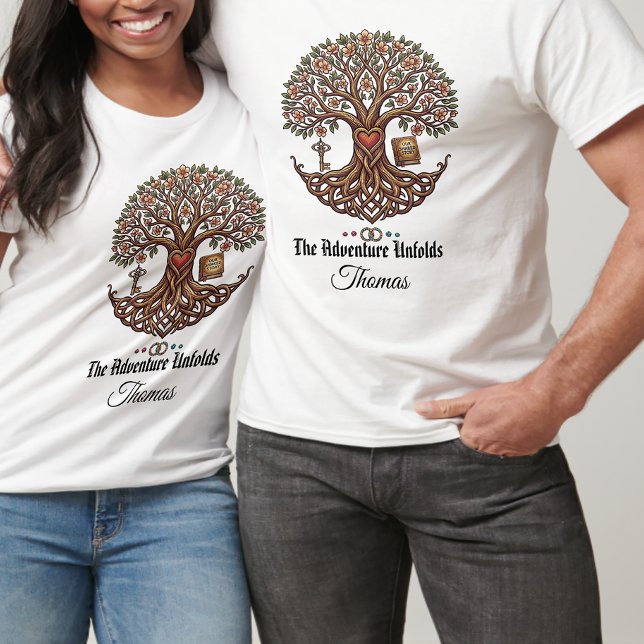 Couple Personalized The Adventure unfold T-Shirt (Criador carregado)