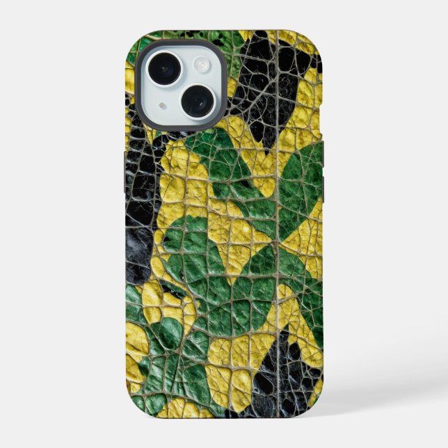 Couro de Jacaré Crocodilo Dragão Amarelo Verde (Verso)