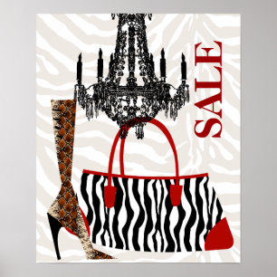 Couro do leopardo da zebra da bota do poster da