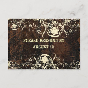 Couro e RSVP de rendas algemados com envelopes