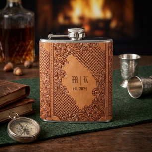 Couro Vintage Western Cowboy Iniciales Cantil