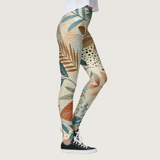 Covarde Whimsical Modern Botanical Boho Leggings (Direita)