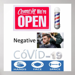 Covid 19 Barbershop Loja de Sinais Abertos Poster