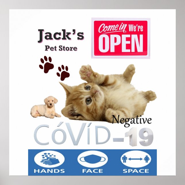 Covid 19 Pet Store Open Sign Poster Matte (Frente)