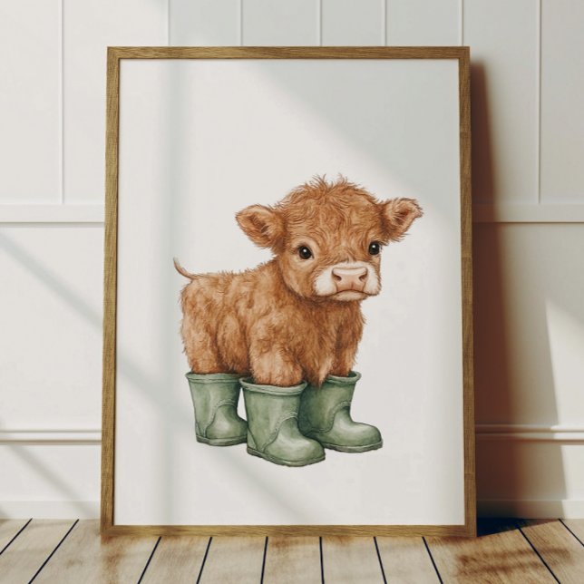 Cow in Sage Green Boots Poster Kids Room Decor (Criador carregado)