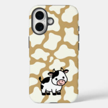 Cow Pattern in White on Light Brown with Cow
