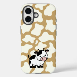 Cow Pattern in White on Light Brown with Cow