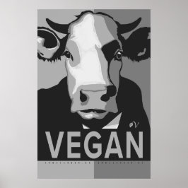 Cow Pop Art Poster in Black and White - Vegan