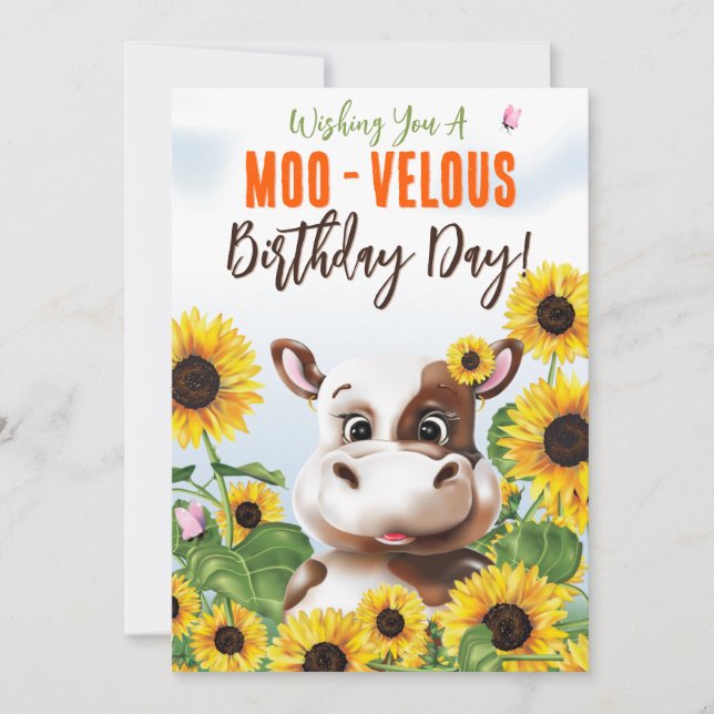 Cow Sunflower Funny Birthday (Frente)