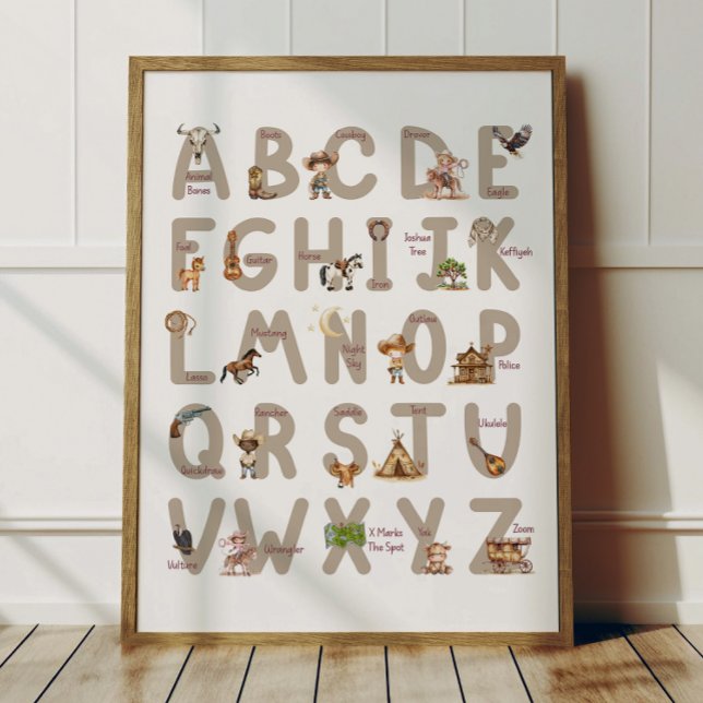 Cowboy Alphabet ABC Poster Kids Room Decor (Criador carregado)