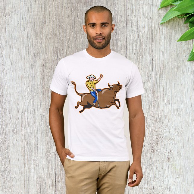 Cowboy Andando Um Touro Mens T-Shirt (Criador carregado)