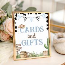 Cowboy Baby Shower Favors Table Sign