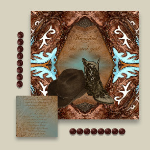 Cowboy Boots Caleidoscope Casamento Convite