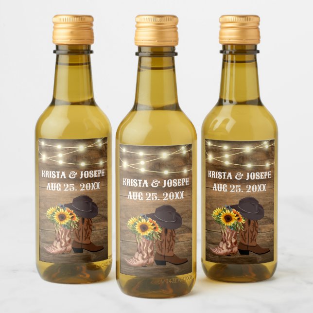 Cowboy Boots Sunflower Western Weding Favor (Garrafas)