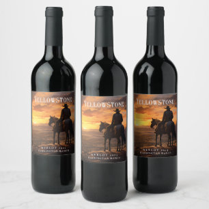 Cowboy Mockup, Cavalo, Rótulos de Vinho Personaliz