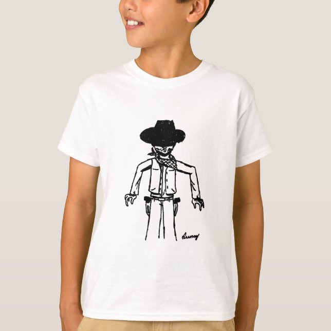 Cowboy Sketch Kids Basic T-Shirt - Mais CORES! (Frente)