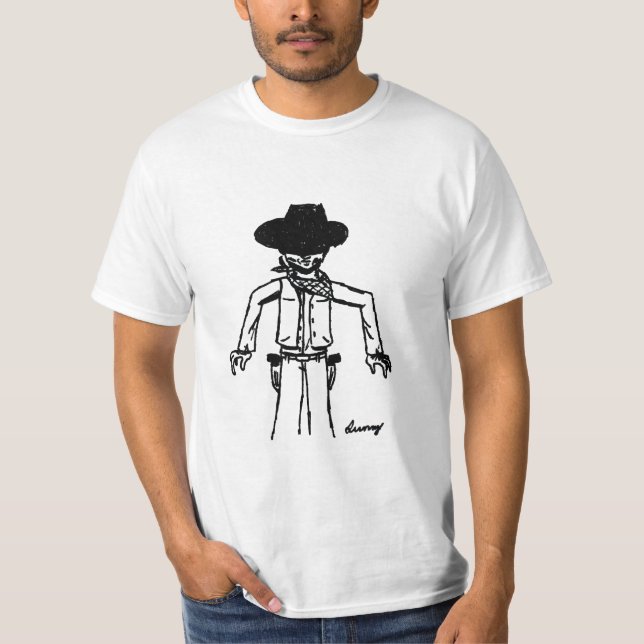 Cowboy Sketch Mens Valor T-Shirt (Frente)