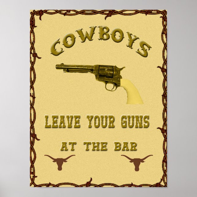 "Cowboys Deixam Suas Armas..." Poster ocidental (Frente)
