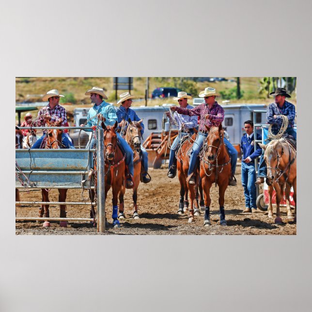 Cowboys num Poster de rodeio (Frente)