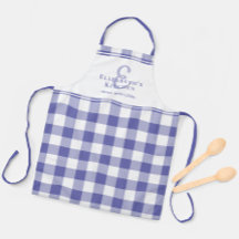 Cozinha Azul-Pervinca com Nome em Xadrez de Gingha