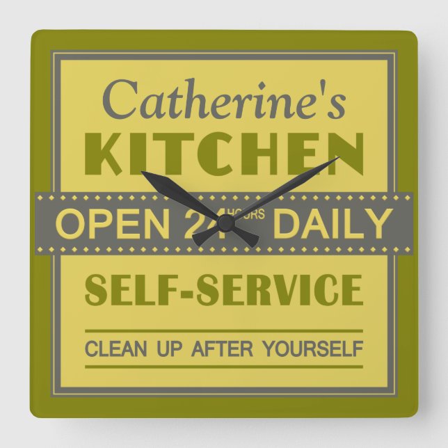 Cozinha - nome personalizado - relógio de parede (Frente)