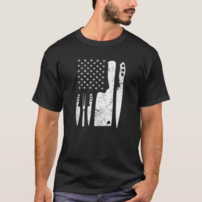 Cozinhar Chef Oferece Camisetas Chef Faca Patrióti (Frente)