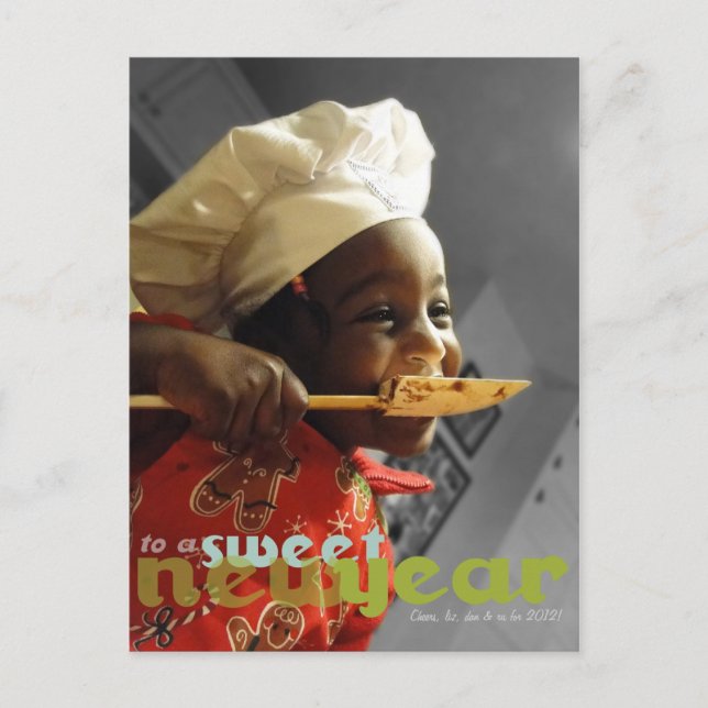 Cozinhe um cartão doce da foto do ano novo (Frente)